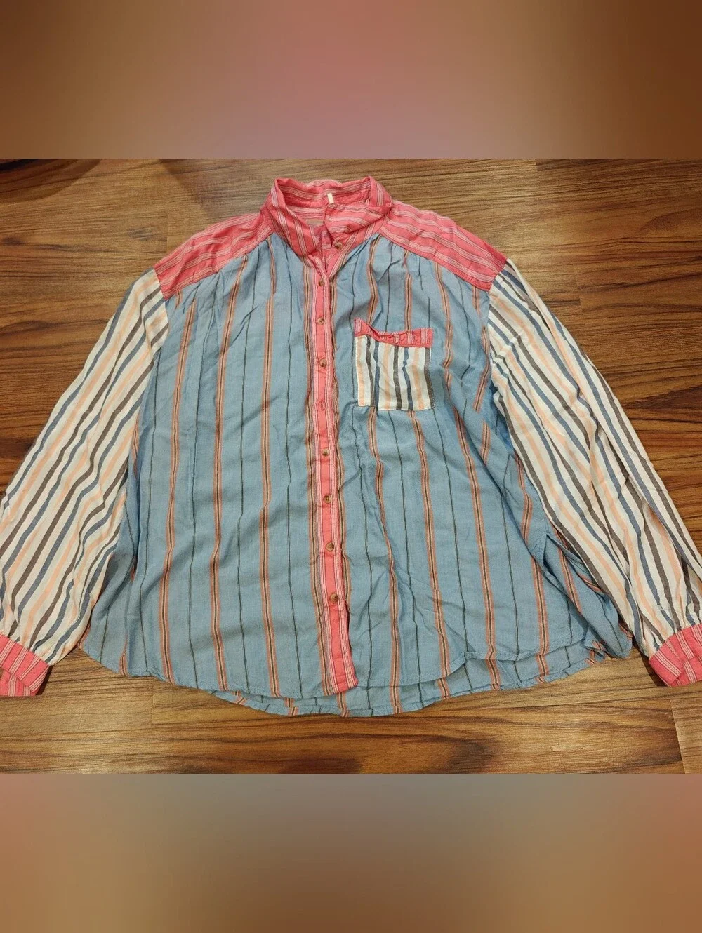 Anthropologie True Pajama Top Only Women Casual Stripe Long Sleeve Shirt